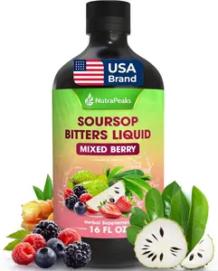 Soursop Bitters Liquid – Herbal Cleanse Formula with Soursop Leaves (16 fl oz, Mixed Berry)