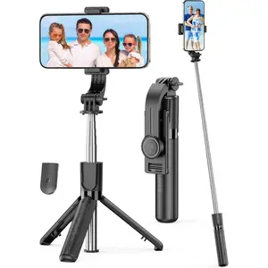 Portable Selfie Stick,4 in 1 Extendable Phone Tripod Stand with Detachable Wireless Remote & Phone Holder 360° Rotating Mini Travel Tripod Compatible Smartphone Camera Accessories Compact