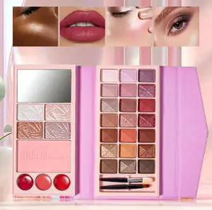 Multifunctional Makeup Palette, BlushEyeshadow Lipstick All-in-One, Mixed ColorSystem, Paste Form, Beauty Kit for Full Makeover kit Waterproof Matte Lip Liner Pencil Fragrance-Free Peptide Lip Tint Trio Cosmetic 1Set#