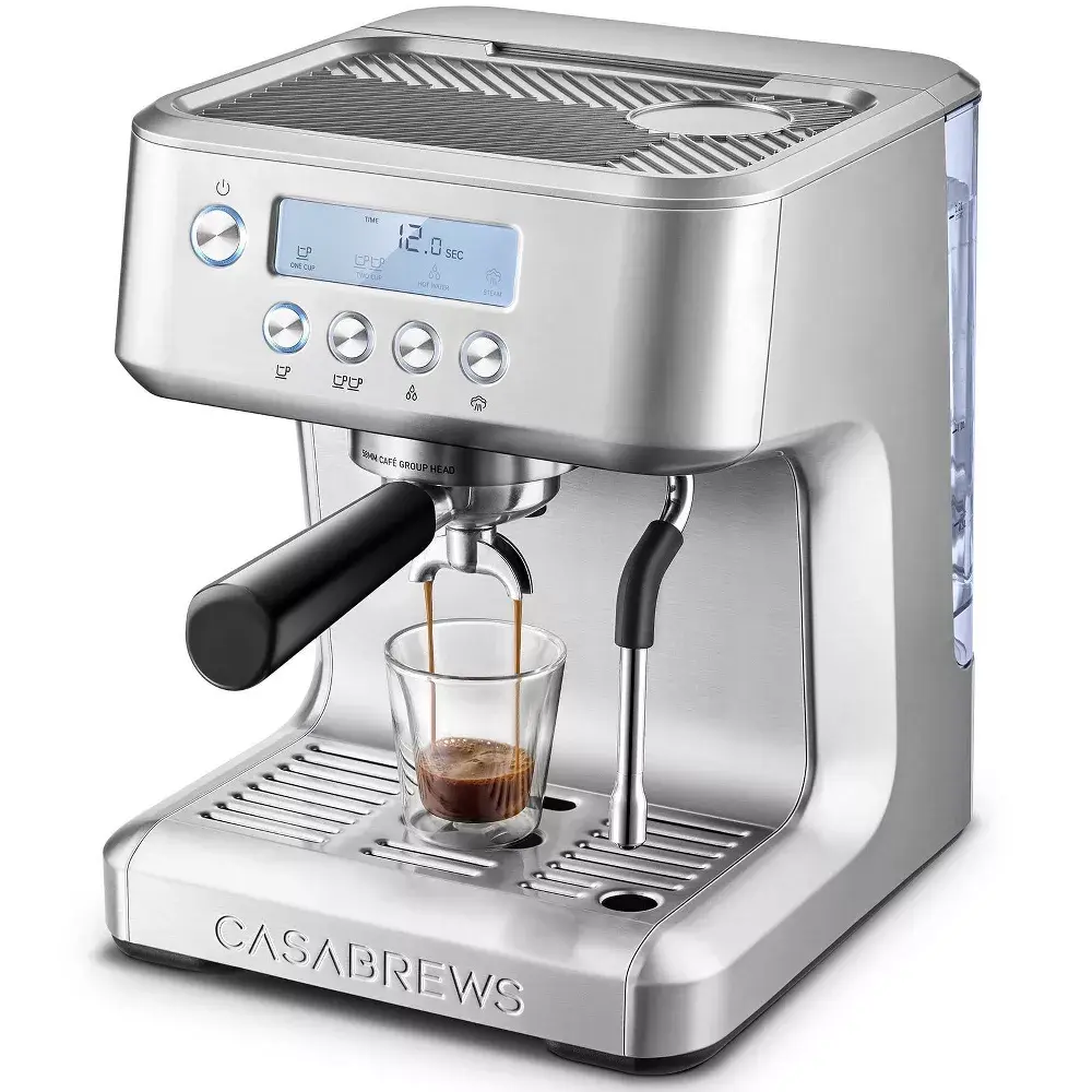 Casabrews ULTRA 20 Bar Automatic Espresso Machine & Coffee Brewer, LCD Display Silver Barista Coffee Making Machine for At Home Espresso