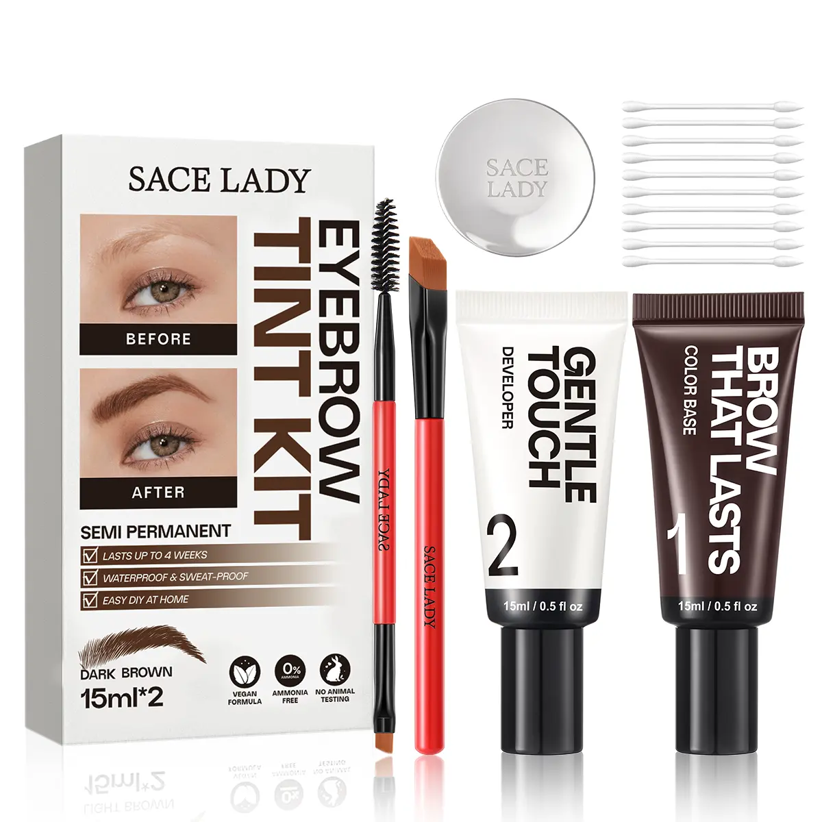 SACE LADY  Eyebrow Tint Kit,Long-lasting Waterproof Sweat-proof Eyebrow Dye Paste Set,Hair Color Kit Makeup Cosmetics SummerFinds