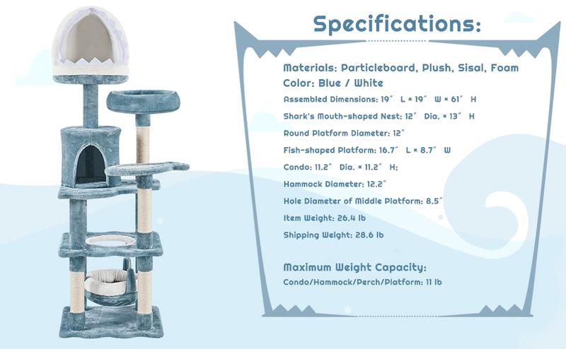 【Valentine Gift】Yaheetech 45/61/72″ Ocean-themed Cat Tree, Multi-Level Plush Cat Tower with Condo, Sisal Scratching Posts and Perches 【Valentine Gift】Yaheetech 45/61/72″ Ocean-themed Cat Tree, Multi-Level Plush Cat Tower with Condo, Sisal Scratching Posts and Perches