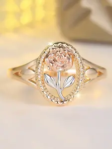 Rose Flower Design Ring, Elegant Women's Rings, Fashion Jewelry for Party, Daily Clothing Decor, Trendy All-match & Exquisite Jewelry for Birthday Gift, Jewelry Gifts