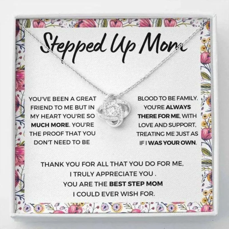Stepmom Necklace, Stepped Up Mom Special Present For Mothers Day Necklace From Stepdaughter, From Stepson, Beautiful Necklace Gifts for Mom - Perfect Mother's Day Jewelry, Thoughtful & Meaningful Gift for Mother