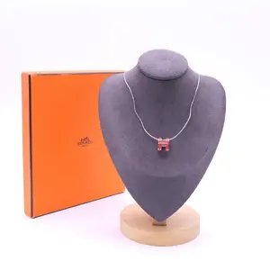Pre-owned Hermes Mini Pop H Pendant Necklace Orange W21452