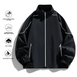 2026 Spring/Autumn Loose & Comfortable Stand Collar Jacket for Men — New Workwear Style, Running/Sports, Contrasting Colors, Outdoor Cycling Apparel, Team Uniforms JK08
