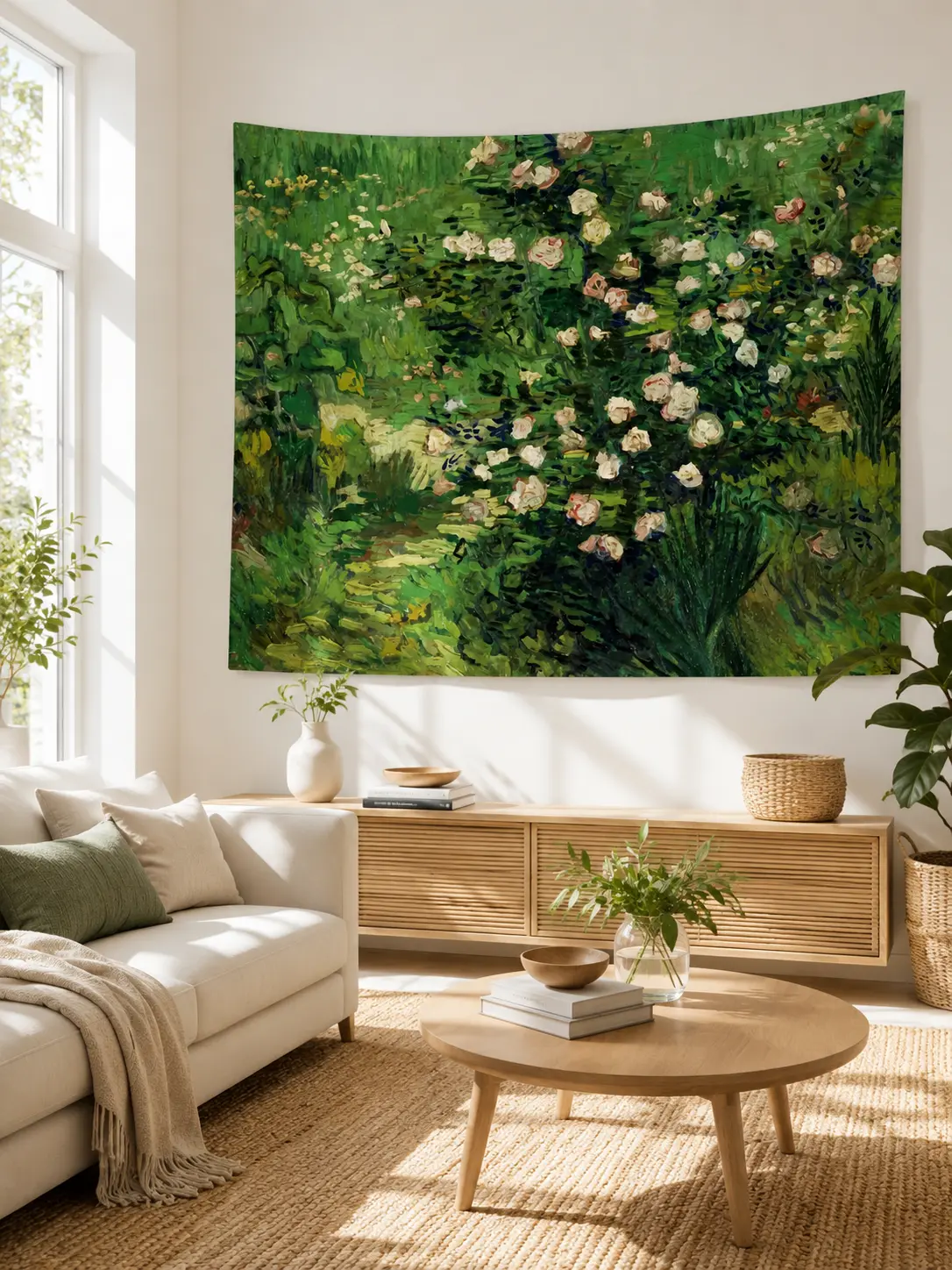 Vintage-Inspired Impressionist Rectangular Polyester Wall Tapestry - Minimalist Colorful Synthetic Home Supplies Wall Art, Wrinkle Resistant, Machine Washable Decor for Bedrooms, Living Rooms, Bag Storage Compatibility