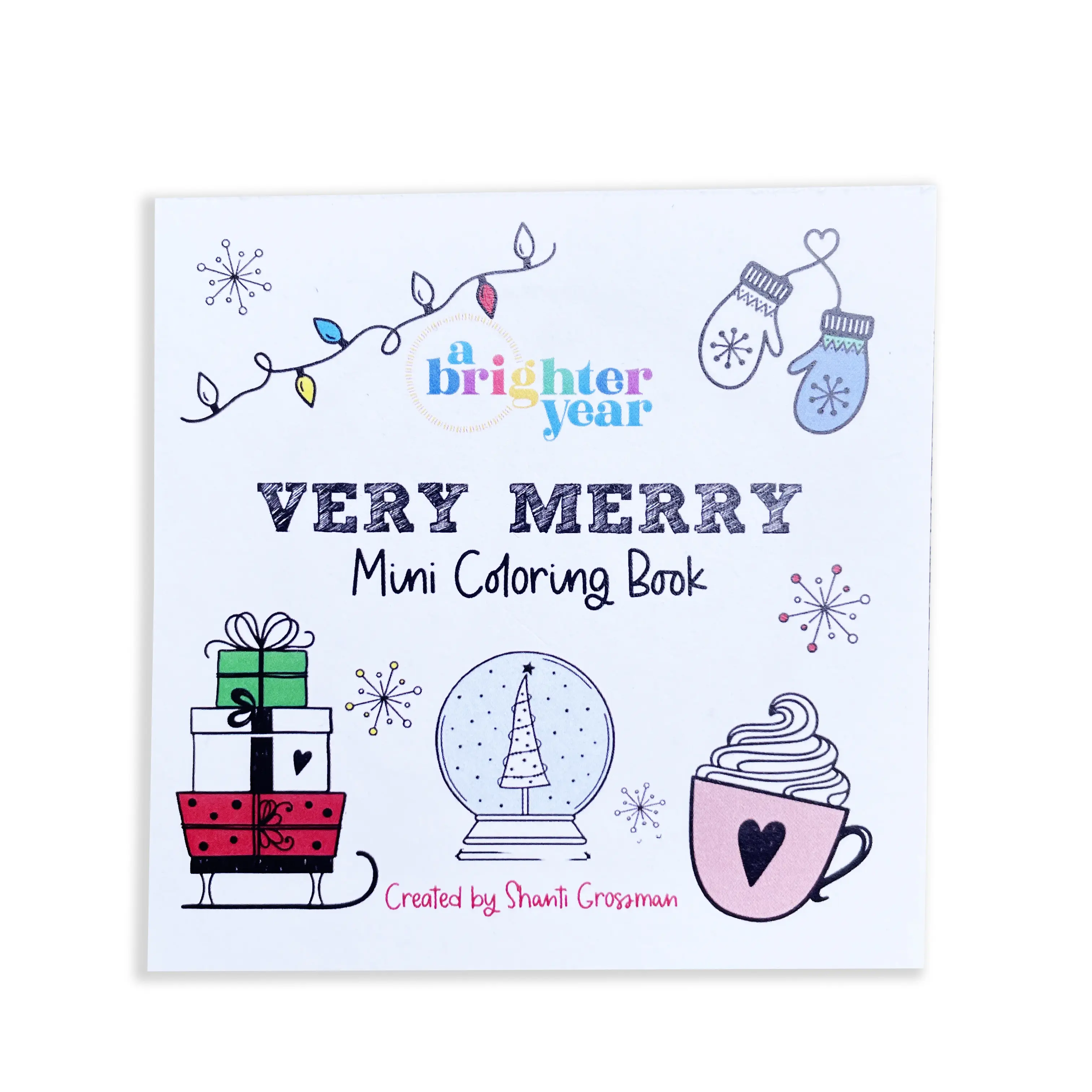 Very Merry Mini Coloring Book, A Brighter Year,  Adult Coloring Book, Christmas, Simple, Easy, Bold, For Growups, colouringbook, coloringbook
