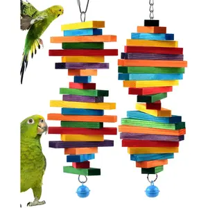 2-piece set of bird chewing toys, multi-colored layered chew sticks, suitable for small to medium-sized parrots, budgies, lovebirds, and other similarly sized pet birds