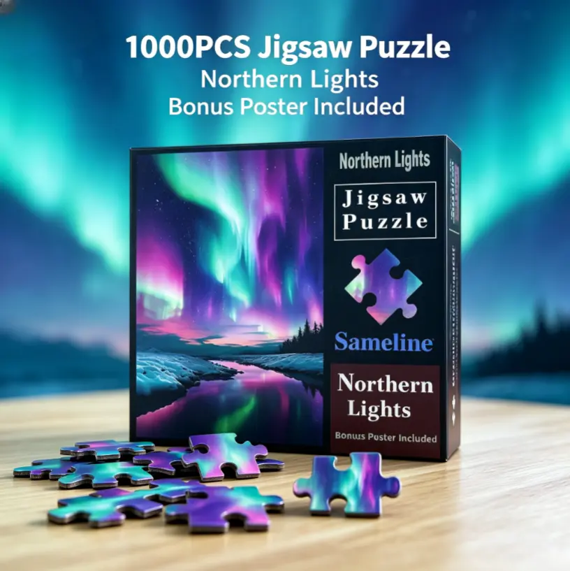 Sameline Northern Lights Jigsaw Puzzle 1000 Pieces, Aurora Borealis Landscape Puzzle for Adults, Home Wall Decor Hobby Gift