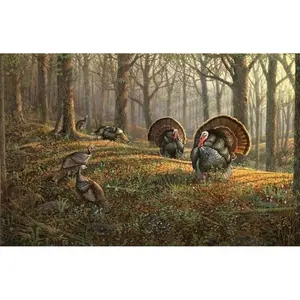 Charming Wild Turkey & Rural Scenery Canvas Art - Modern Oil Painting Style, Frameless Wall Decor for Living Room, Ideal Gift, Perfect for Room Decor