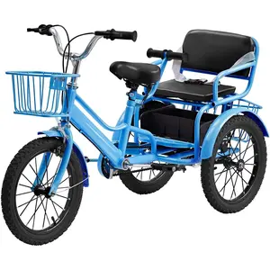 wanan Kids Bike, 16 Inch Girls Bike for Kids 4-9 Years Old, Dual Handbrake Boys Bike with 2 Seats, 3 Storage Baskets, Multiple Colors