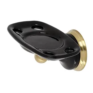 212 MAIN Wall-Mounted Onyx Toothbrush and Tumbler Holder, Durable Brushed Brass Bathroom Organizer, Easy-to-Install Accessory