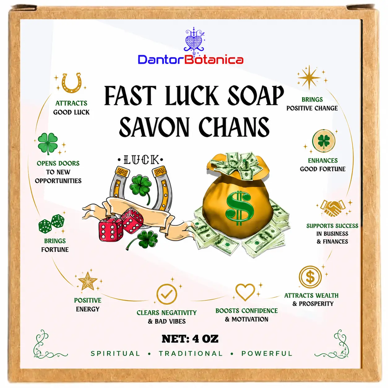 GOOD LUCK SOAP- Fast Luck Soap, Savon Chans, Savon Spirituel -Spiritual Soap, Florida Water Soap