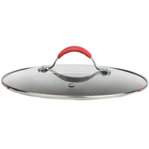 Cooking Pot Lid with Red Handle | Portable Tempered Glass Lid Fits 7.9" Pot - Oven Safe, Dishwasher Safe & Easy Clean - Daily Home Cooking Accessory