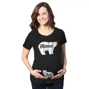 Maternity Mama Bear Baby Pregnancy Announcement T shirt Cute Reveal Bump Tee Funny Graphic Maternity Tee Cute Pregnancy Tees With Plus Sizes Pregnant Mother's Day Maternity Wear Maternity Shirts Black