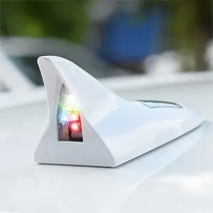 Solar-powered Shark Fin LED Warning Light for Cars, Multi-functional RGB Flashing Light, Easy Installation and Versatile Use as Tail Signal Light