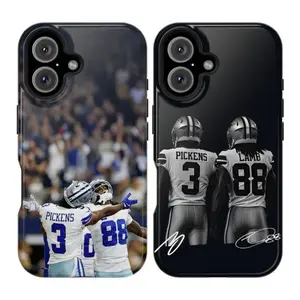 Sport Football CeeDee Lamb George Pickens Chemistry Player Fan Art Heavy Duty Tough Phone Case Stylish Hard Protective Cover Gift for iPhone 11 12 13 14 15 16 17 Pro Max Plus