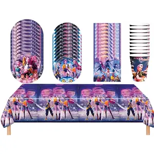 K-Pops Complete Kpop Party Tableware Set 51 Pieces Demon Hunters Themed Birthday Decorations for 12 Guests Everything Included