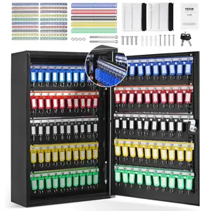 【Summervibes】VEVOR 200-Key Cabinet,  , Key Lock Box with Adjustable Racks, Security Key Storage Box Steel, Key Organizer with 200 Colorful Key Tags and 4 Record Cards for School, Office, Hotel