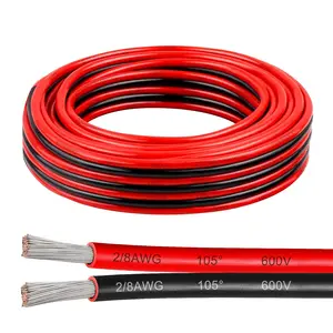 8 Gauge Electrical Wire, 600V 8 AWG 2 Conductors Tinned Copper Parallel Wire 20ft, Insulated Stranded Low  Wire for Solar Panel, Automotive, Audio Auto, LED Lighting(8 AWG 20FT)