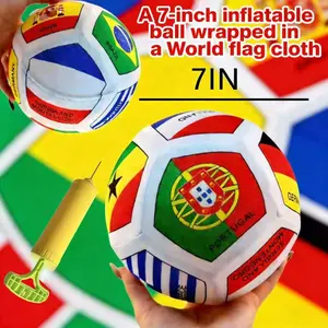 7 Inch Colorful Football, Inflatable Soccer Ball with Pump, Thick Non-Woven Fabric, High Elasticity, Removable, Indoor Outdoor Fun