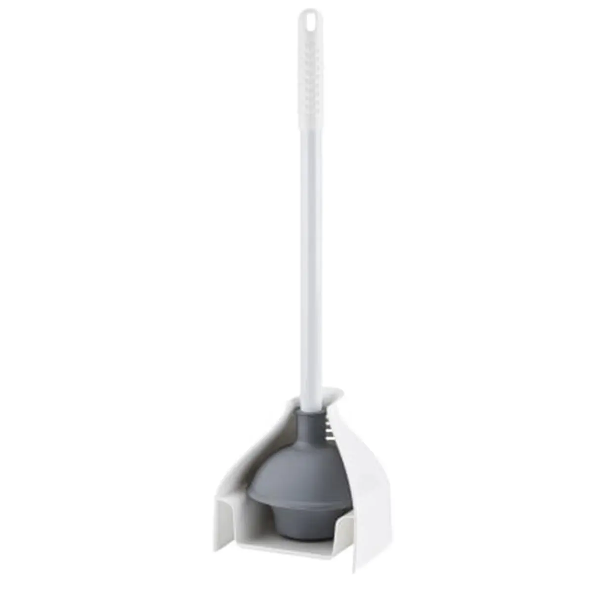 Libman Toilet Plunger and Caddy Set, Thermoplastic Rubber Cup with Extendable Flange, Powder-Coated Steel Handle, Oversized Grip, Bathroom Organizer for Hygienic Storage, Plumbing Tool, Drain Clearing, Foldable Flange, Complete And Hygienic Drying, Electr
