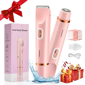 2 in 1 Electric Hair Removal Tool Bikini Trimmer for Women, Double-ended Electric Razors, Body & Facial Electric Shaver, Waterproof Wet & Dry Use Trimmer, Shaver for Women, Multifunctional Hair Trimmer, Portable Hair Trimmer