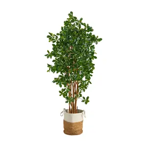 6' Black Olive in Natural Jute & Ctn Planter byNearly Natural