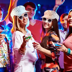 3PCS Retro Disco Accessories Set 70s Costume Set with Sequined Hat, Silvery Earrings, Fashion Glasses for Women