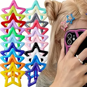 100 pcs Y2K Star Hair Clips - Hollow Kawaii Metal Pentagram Clips with Bow Accents, Multicolor Small Star Hairpins for Women & s, Cute Hair Accessories for Ponytails, Buns, Braids,large quantity wholesale purchase, suitable for family use