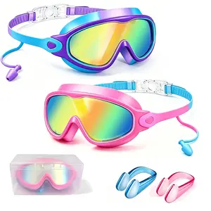 Kids Swim Goggles,Wide View Swimming Goggles for Boys Girls 3-14 with UV Protection & Anti Fog,Pool Beach Essentials,Summer Fun