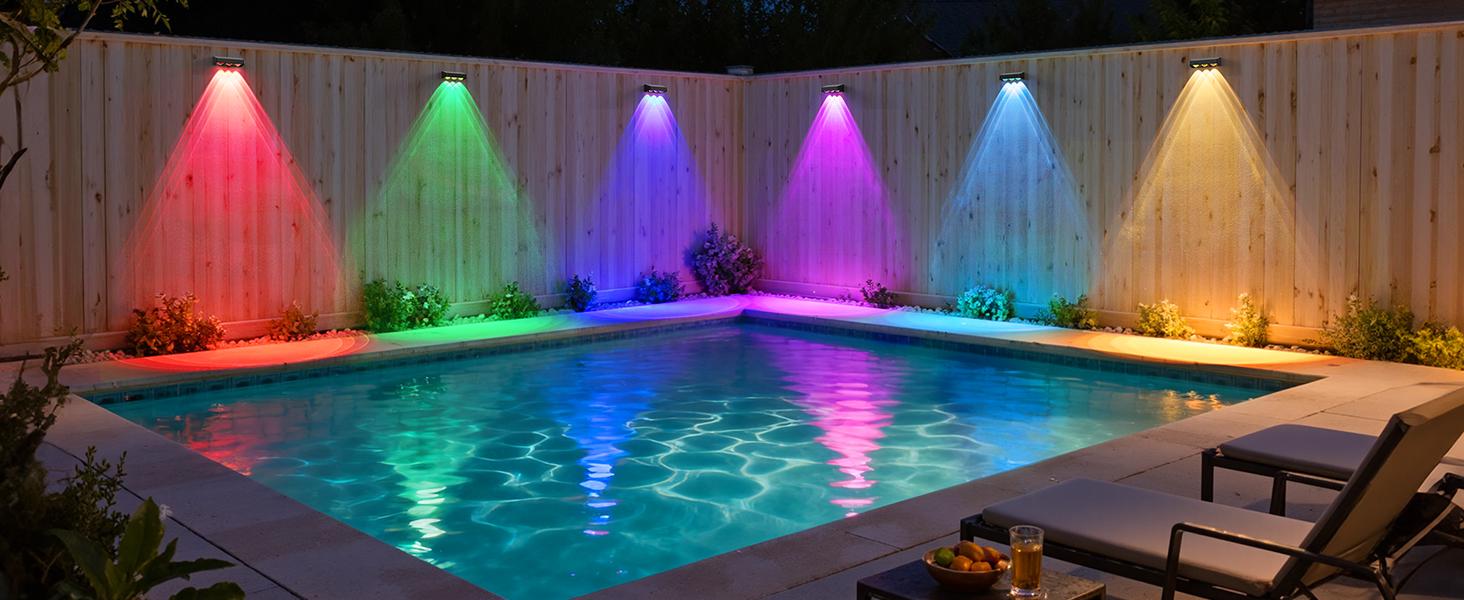 Solar Fence Lights Outdoor 8 Pack, Warm White & RGB 9 Color Changing, Waterproof LED Solar Lights for Fence Post Deck Railing Patio Backyard Garden Decor Solar Fence Lights Outdoor 8 Pack, Warm White & RGB 9 Color Changing, Waterproof LED Solar Lights for Fence Post Deck Railing Patio Backyard Garden Decor