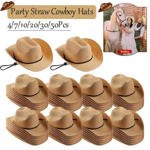 Straw Cowboy Hats for Party Bulk Sombrero Hats Western Hats for Women and Men Wedding/Beach/Havana Party Favor Supplies
