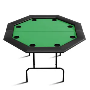 Garvee 48-Inch Octagon Poker Table for 8 Players with Foldable Legs, Cup Holders, Waterproof Felt Surface, and Leather Armrest - Perfect for Texas Holdem, Blackjack, Home Games, and Parties