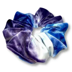 Blue & Purple Tie Dye Velvet Scrunchie