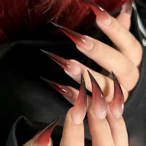 Handmade short curved stiletto eagle claw faux crystal nails, thick gothic press on nails with dragon claw pattern. Glossy Natural Finish | Easy Apply, Comfortable & Durable | Daily, Business & Elegant Nail Art, Nail Inspo, Press On Na