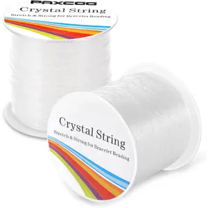 Bracelet String,  2 Rolls Elastic Stretchy Bead String Cord for Clay Beads Kandi Pony Beads Bracelets  Making (0.8 MM, )