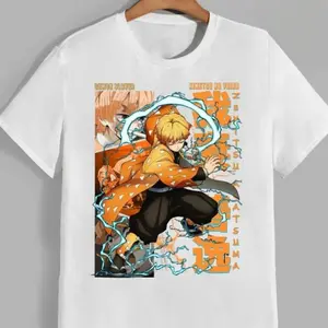 Zenitsu Agatsuma Unisex Pure Cotton T-shirt 2026 Summer New Anime Print Loose American Casual Parent-child Short Sleeved Shirt 3L6
