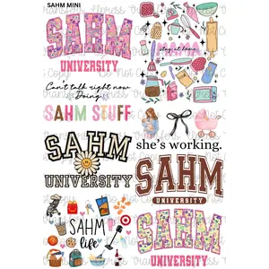 SAHM Mini DTF Transfer Gang Sheet 24.5" x 36" Direct To Film for DIY Enthusiasts Vibrant Custom Options Cozy Handmade Aesthetic