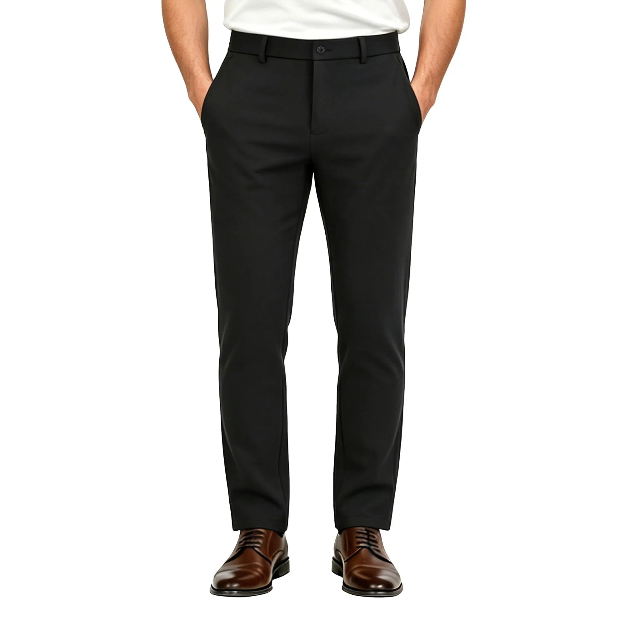 Plaid&Plain Slim Fit Dress Pants for Men Stretch Business Casual Suit Slacks