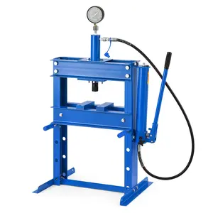 【GARVEE】10-Ton Hydraulic Press with Pressure Gauge, Heavy Duty h-Frame Floor Press with Height Adjustment & Overload Valve for Bearings, Bushings, Automotive Repair, Powder Coated Blue