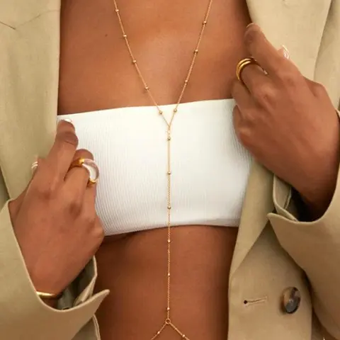Women's Elegant Minimalist Body Chain, Exquisite Trendy Body Jewelry for Women, Chic Body Jewelry for Party & Daily Decor, Belly Chain, Body Jewellery