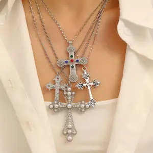 Punk Cross Multi-Layer Stackable Necklace| Alloy Pendant for Men & Women