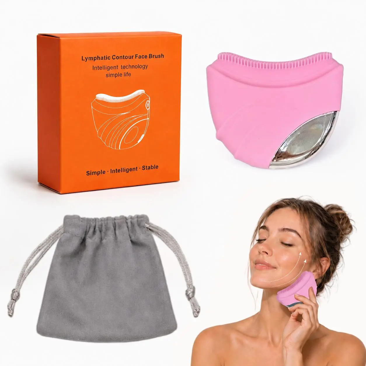 Lymphatic Drainage Gua Sha Beauty Tool, a facial contouring device with 4 vibration settings (the fourth setting offers a warming + vibration experience), designed to lift the jawline, combat aging, and reduce puffiness-Enjoy a Spa Experience at Home