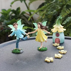 8-Piece Fairy & Flower House Set, Creative Fantasy World Decor, Childhood Memories Resin Craft, Unisex Running Decorative Figurines, Resin Ornament Set