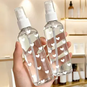 Transparent PET Refillable Travel Spray Bottle with White Heart Pattern—A Versatile Fine-Mist Sprayer Ideal for Travel and Business Trips; Can Be Used as a Makeup Remover Spray, Reusable Hair Spray Bottle, or Continuous Spray Bottle.
