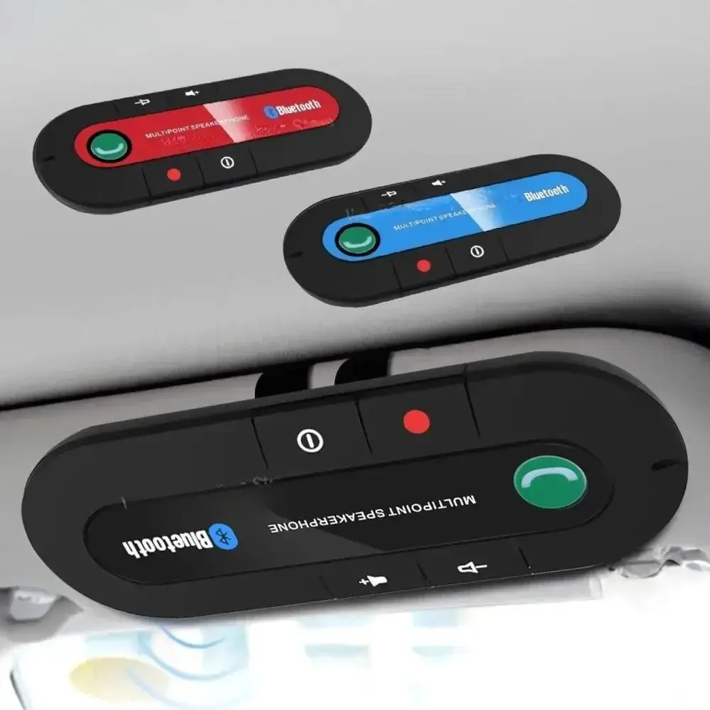 Cordless Compact Lithium Ion Car Handsfree Speaker Kit - Bluetooth Portable 2W Output Speakers, Sun Visor Metal Clips, Wireless Audio Receiver Speakerphone, Stereo MP3 Player, Smartphone Compatible, 1 Micro USB Charging Cable, Batteries for Driving Safety