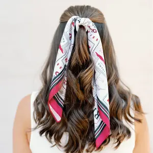 Red, Black, and White Game Day Silk Scarf- 24x24 inches