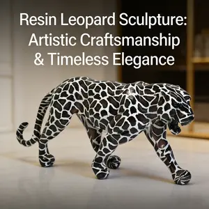 12.5 Inch Black and White Walking Leopard Statue, Luxury Resin Panther Figurine, Modern Aesthetic Home Decor for Living Room, Office, Entryway, Housewarming Gift for Wildlife & Art Lovers